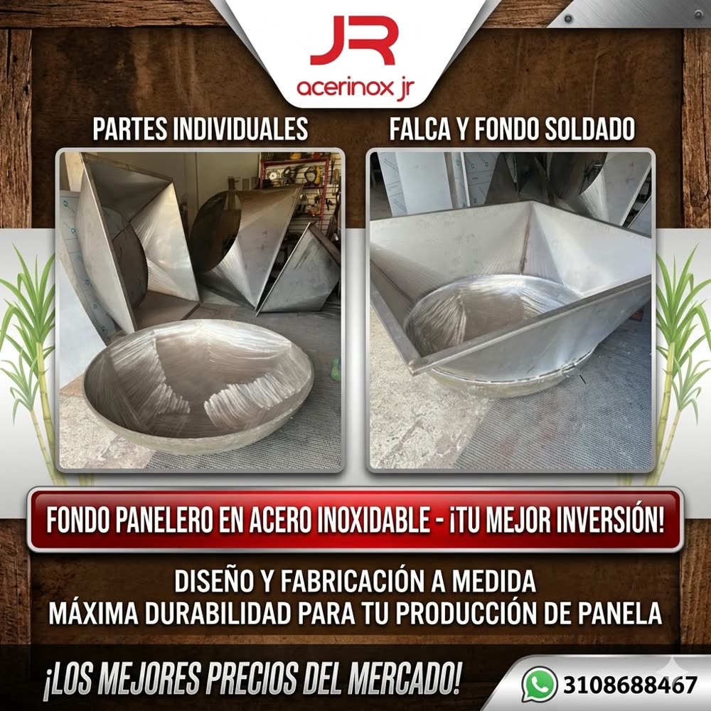 Fondo panelero semiesférico en acero inoxidable