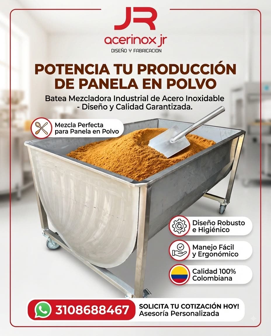 Batea mezcladora industrial para panela en polvo